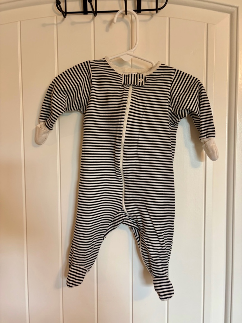 Gerber Black & White Striped Footed One-Piece